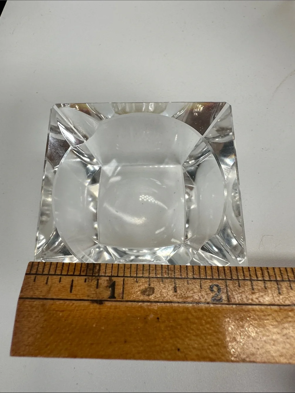 Cut Crystal Square Glass Ashtray / trinket dish small - Clear Finish